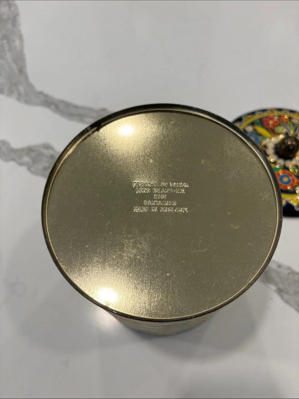 Vintage Daher Long Island NY Tin Canister Floral Made In England 11101
